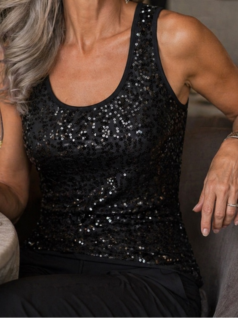 Sequin Front Tank Top